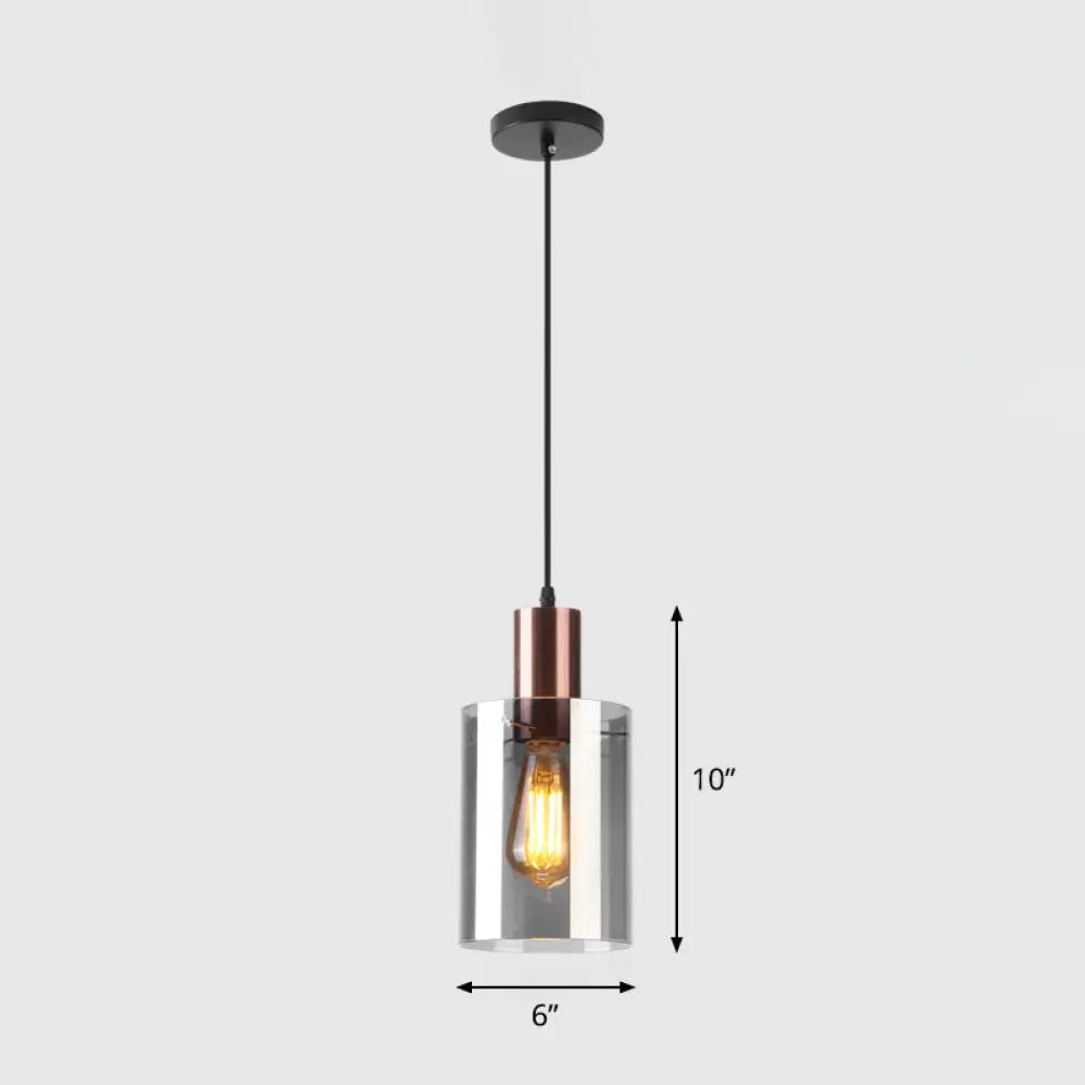 Postmodern Rose Gold Bottle Pendant Light With Smoke Grey Glass Gray