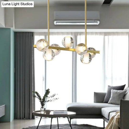 Postmodern Seeded Crystal Suspension Globe Light With 6 Heads - Ideal For Dining Rooms