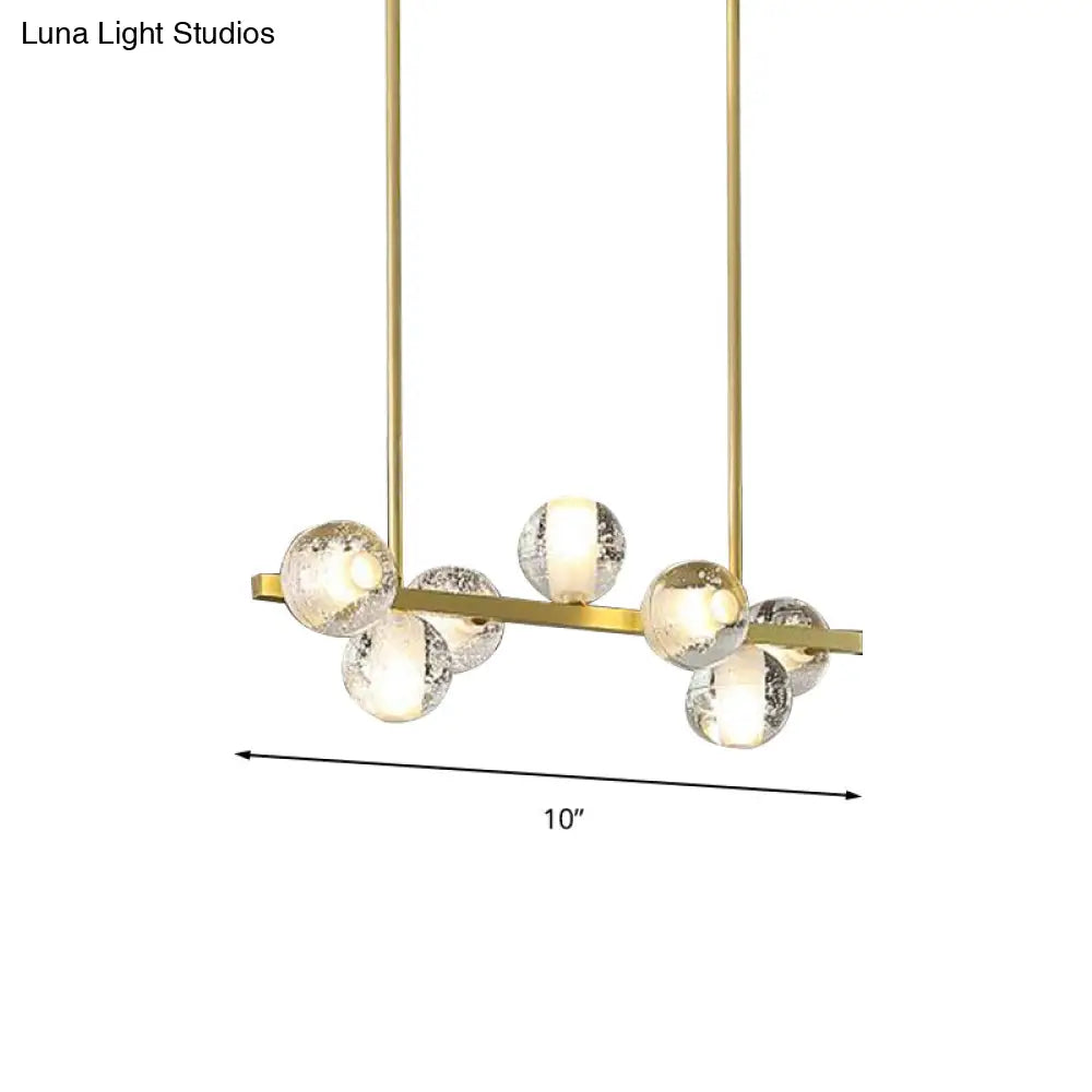 Postmodern Seeded Crystal Suspension Globe Light With 6 Heads - Ideal For Dining Rooms