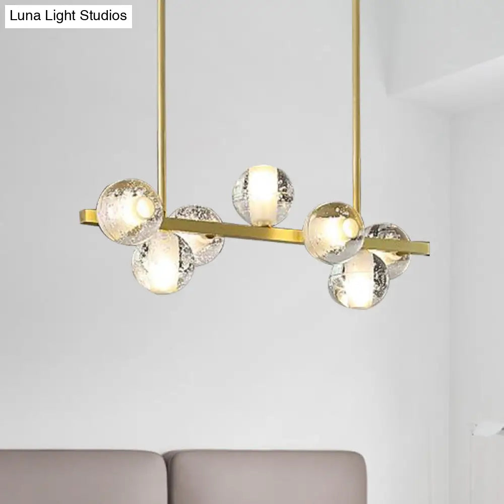 Postmodern Seeded Crystal Suspension Globe Light With 6 Heads - Ideal For Dining Rooms