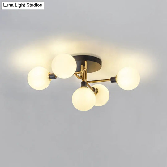 Semi-Flush Postmodern Ceiling Light With Glass Shade - Ideal For Dining Rooms And Foyers 5 Lights