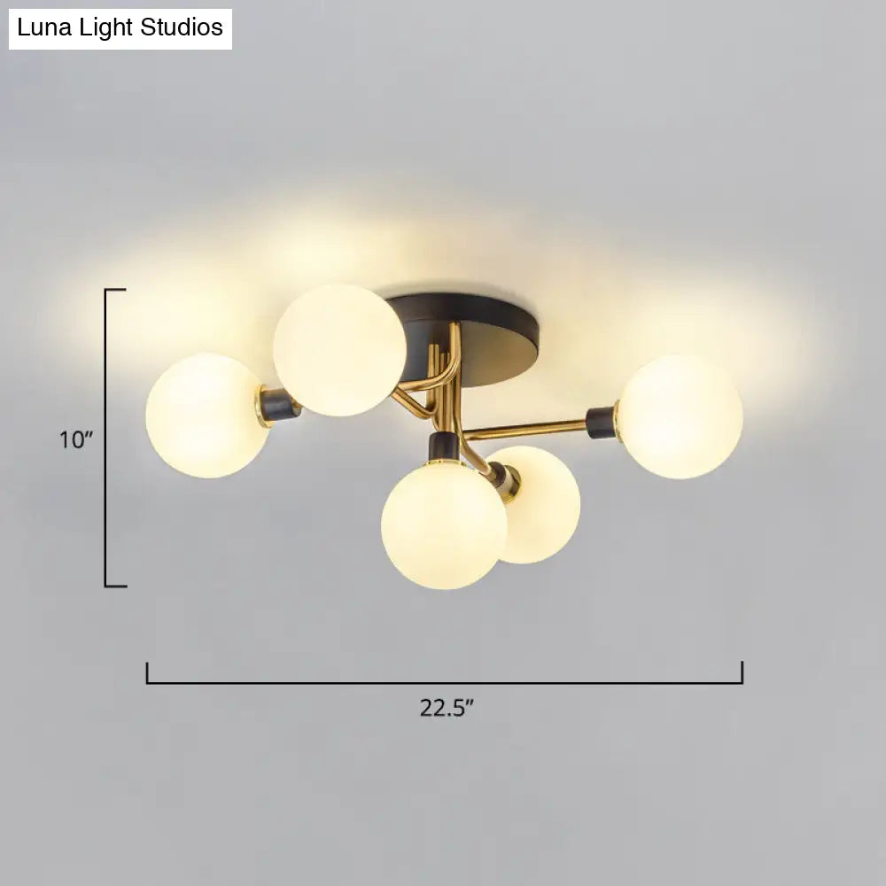 Semi-Flush Postmodern Ceiling Light With Glass Shade - Ideal For Dining Rooms And Foyers 5 Lights