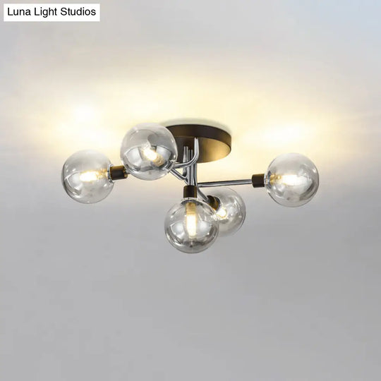 Semi-Flush Postmodern Ceiling Light With Glass Shade - Ideal For Dining Rooms And Foyers 5 Lights