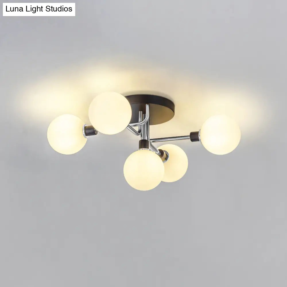 Semi-Flush Postmodern Ceiling Light With Glass Shade - Ideal For Dining Rooms And Foyers 5 Lights