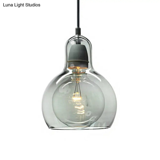Postmodern Chrome Kitchen Pendant Lamp With Clear/Smoke Grey/Amber Glass Shade 7 W