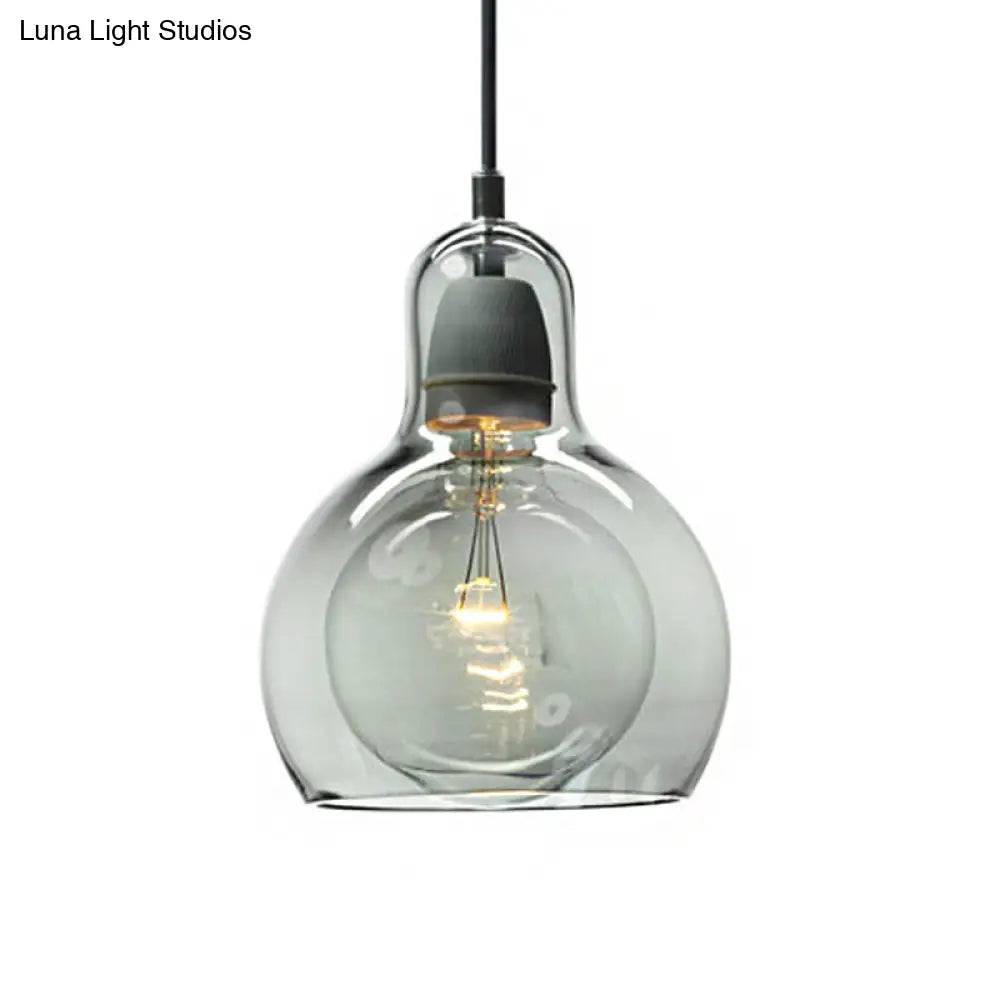 Postmodern Single Kitchen Pendant Lamp With Clear/Smoke Grey/Amber Glass Shade 7’ W