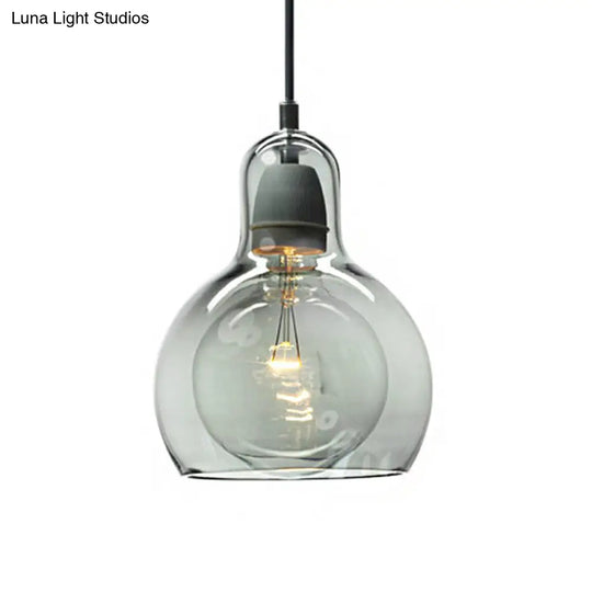 Postmodern Single Kitchen Pendant Lamp With Clear/Smoke Grey/Amber Glass Shade 7’ W