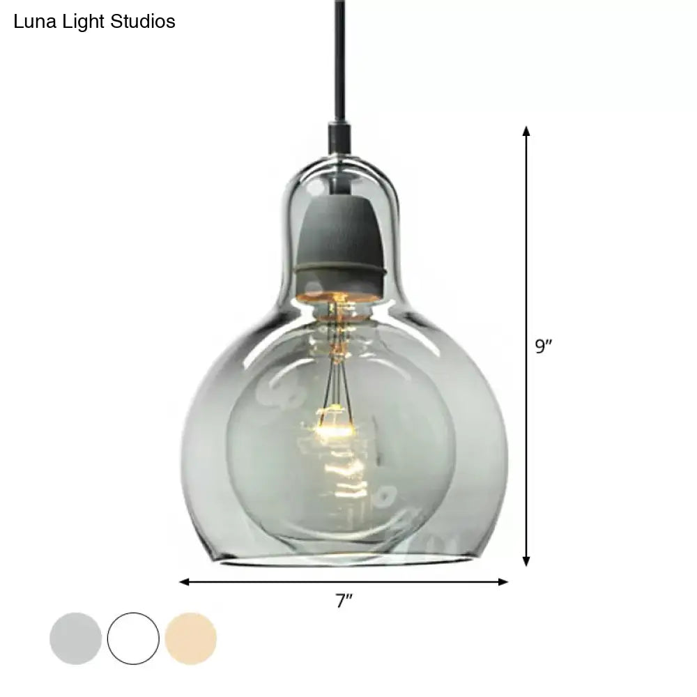 Postmodern Single Kitchen Pendant Lamp With Clear/Smoke Grey/Amber Glass Shade 7’ W