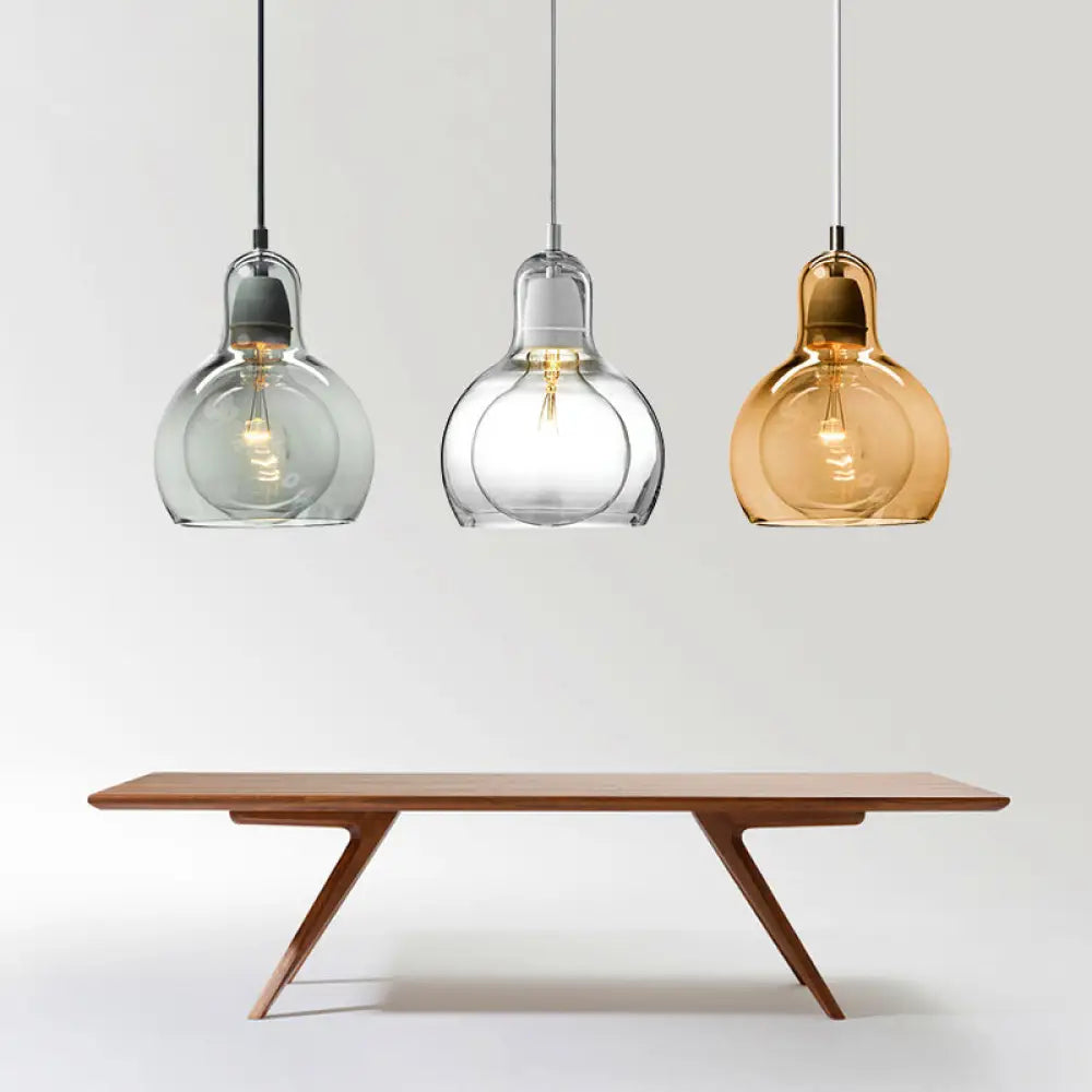 Postmodern Single Kitchen Pendant Lamp With Clear/Smoke Grey/Amber Glass Shade 7’ W Clear /