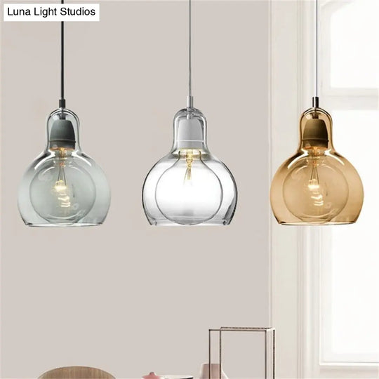 Postmodern Chrome Kitchen Pendant Lamp With Clear/Smoke Grey/Amber Glass Shade 7 W Smoke Gray /