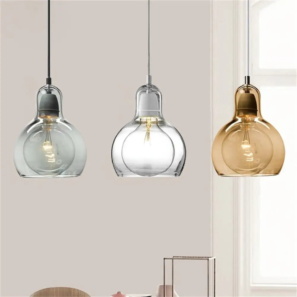 Postmodern Single Kitchen Pendant Lamp With Clear/Smoke Grey/Amber Glass Shade 7’ W Smoke Gray /