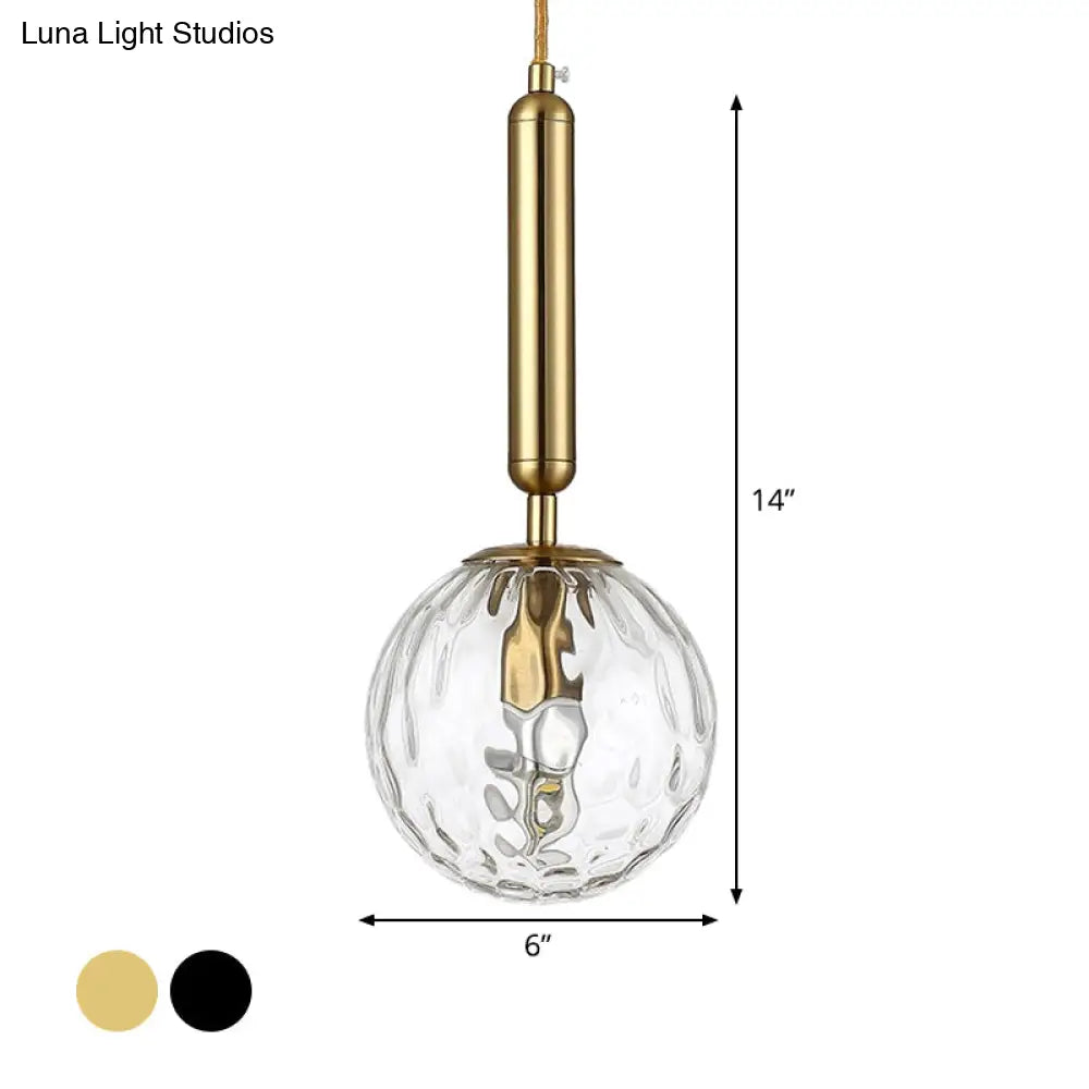 Postmodern Spherical Wall Mounted Lamp In Black/Gold With Clear Water/White Glass - Perfect Bedside