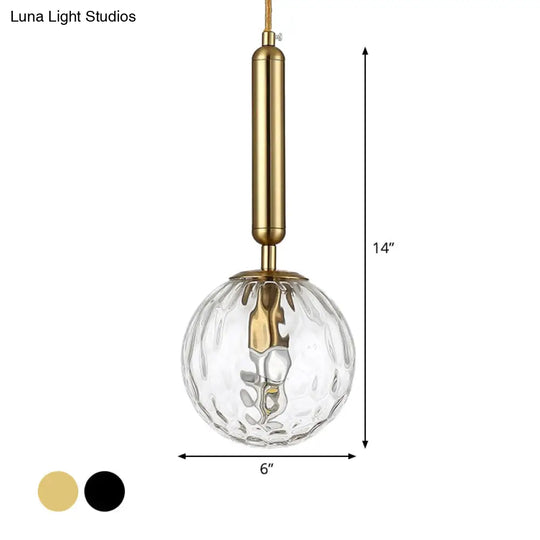 Postmodern Spherical Wall Mounted Lamp In Black/Gold With Clear Water/White Glass - Perfect Bedside