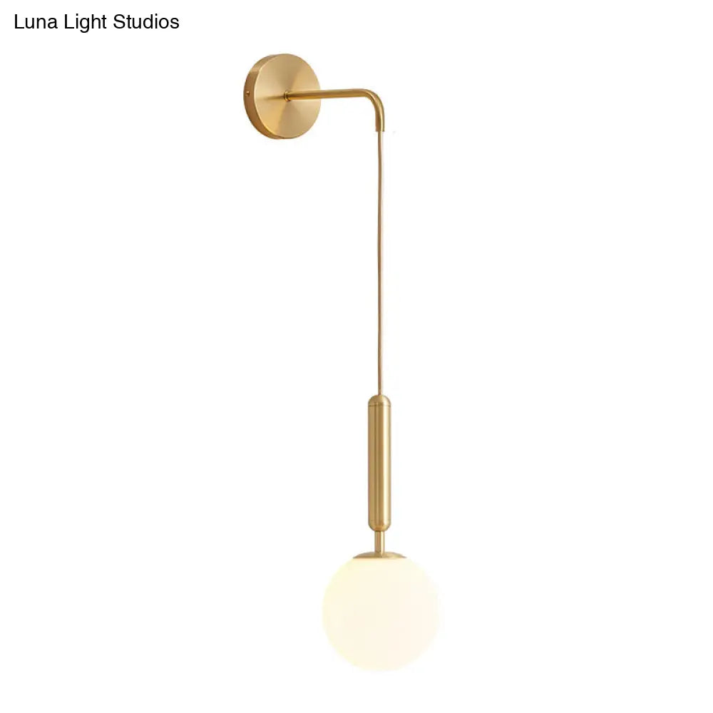 Postmodern Spherical Wall Mounted Lamp In Black/Gold With Clear Water/White Glass - Perfect Bedside