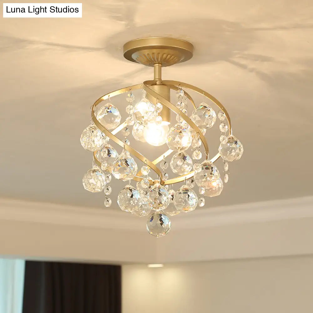 Postmodern Spiral Crystal Ball Semi Flush Ceiling Light