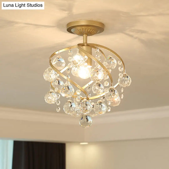 Postmodern Spiral Crystal Ball Semi Flush Ceiling Light