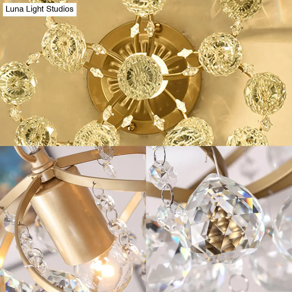 Postmodern Spiral Crystal Ball Semi Flush Ceiling Light