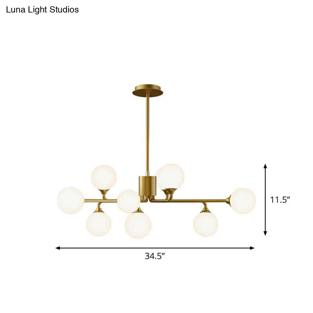 Sputnik Glass Ceiling Chandelier - Postmodern Milky Ball Hanging Light Kit For Living Room 9 / Gold