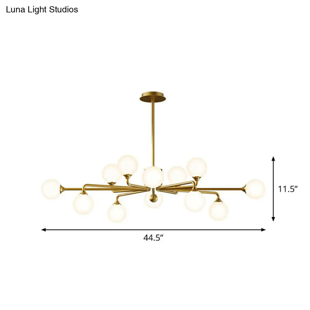 Sputnik Glass Ceiling Chandelier - Postmodern Milky Ball Hanging Light Kit For Living Room 12 / Gold