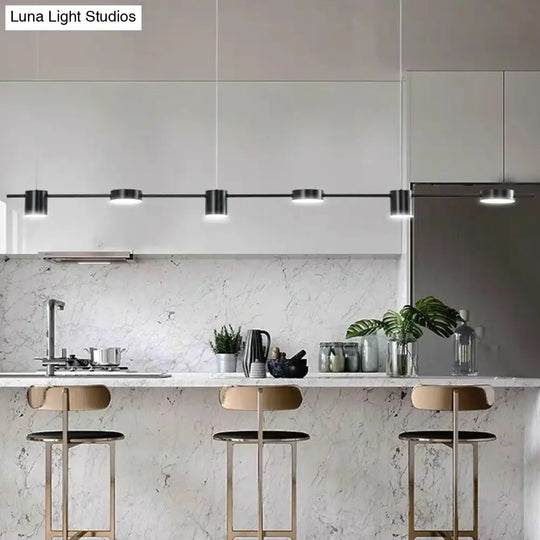 Postmodern Straight Bar Led Ceiling Light For Kitchen Island Stylish Metal Hanging Fixture