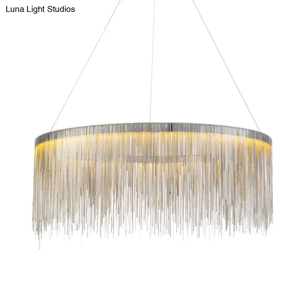 Postmodern Metal Fringe Pendant Light: Stylish Single Suspension Fixture For Living Room