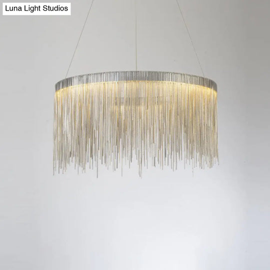 Postmodern Metal Fringe Pendant Light: Stylish Single Suspension Fixture For Living Room Silver /