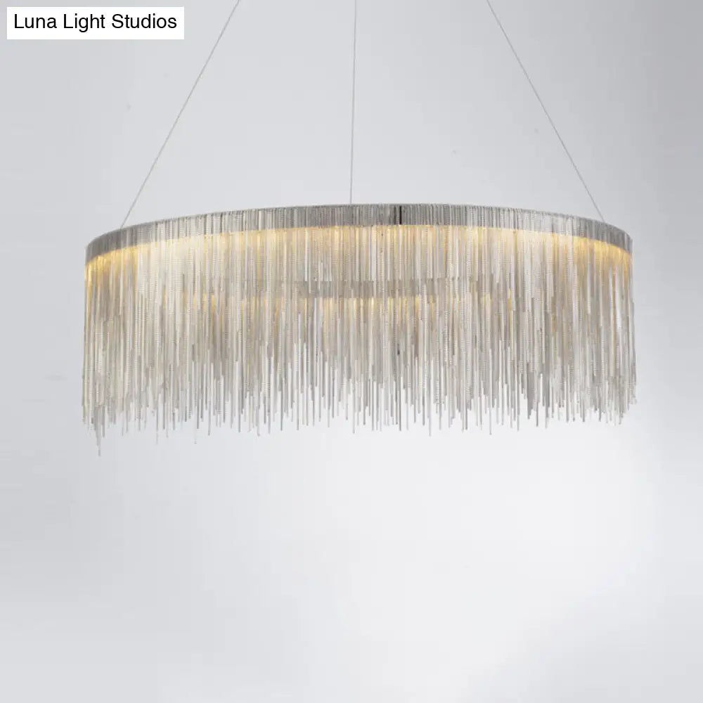 Postmodern Metal Fringe Pendant Light: Stylish Single Suspension Fixture For Living Room Silver /