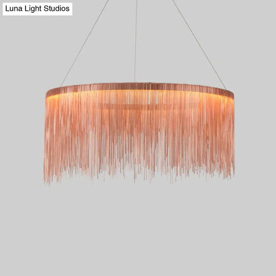 Postmodern Metal Fringe Pendant Light: Stylish Single Suspension Fixture For Living Room Rose Gold /