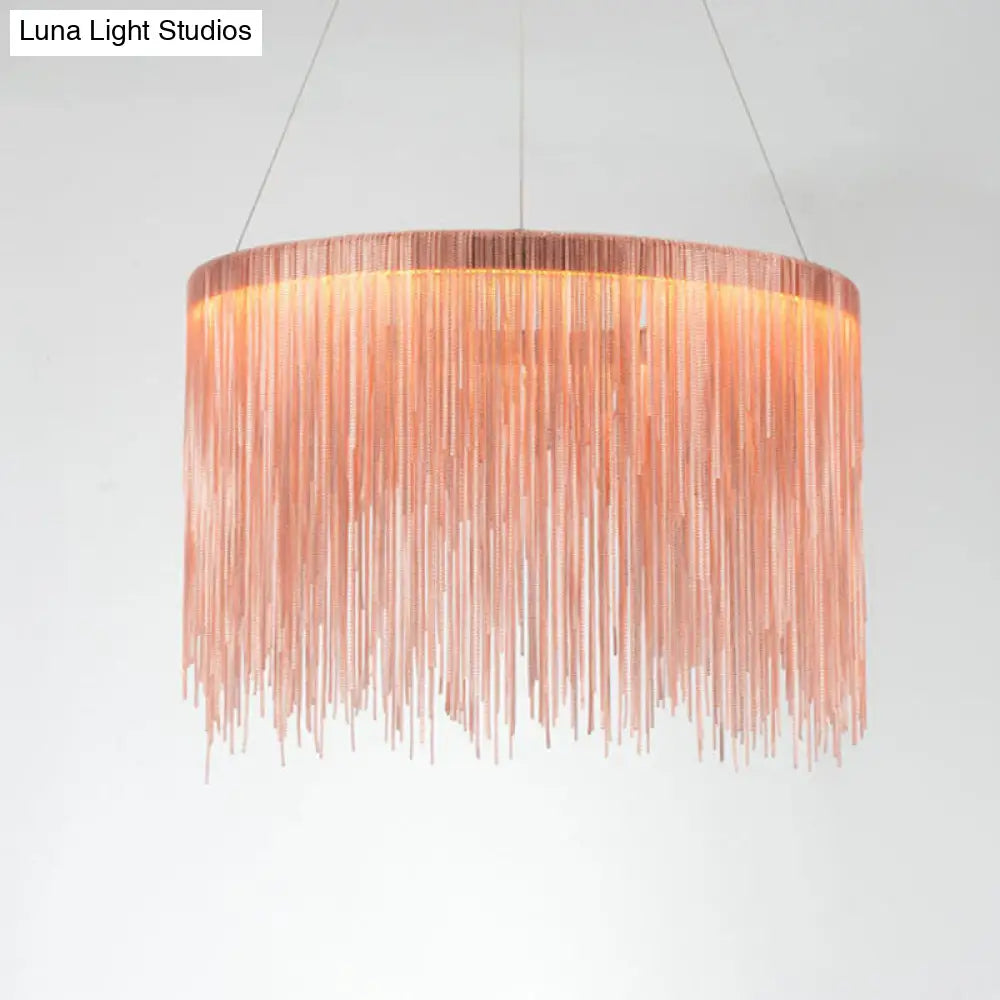 Postmodern Metal Fringe Pendant Light: Stylish Single Suspension Fixture For Living Room Rose Gold /