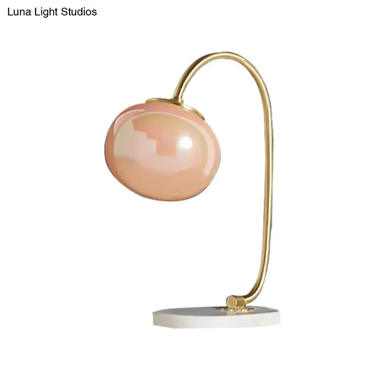 Postmodern Table Lamp With Pink Glass Led Marble Base - Global Study Room Book Light