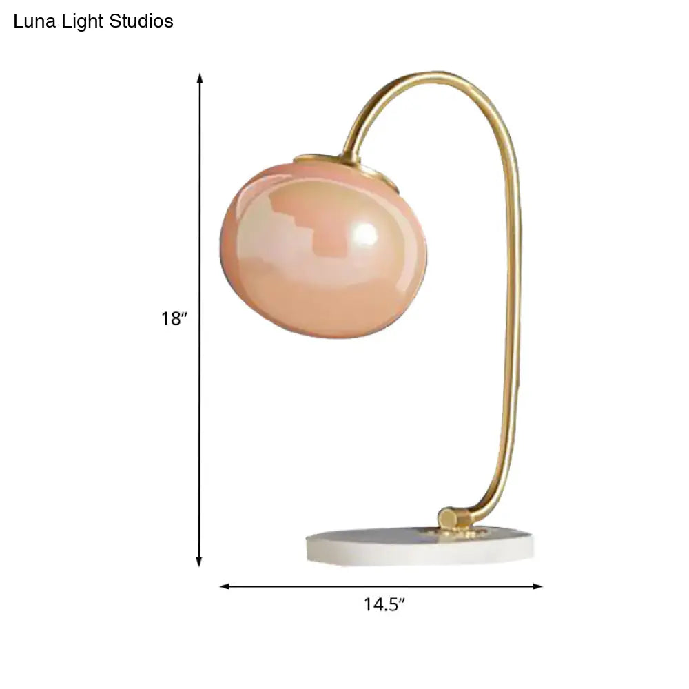 Postmodern Table Lamp With Pink Glass Led Marble Base - Global Study Room Book Light