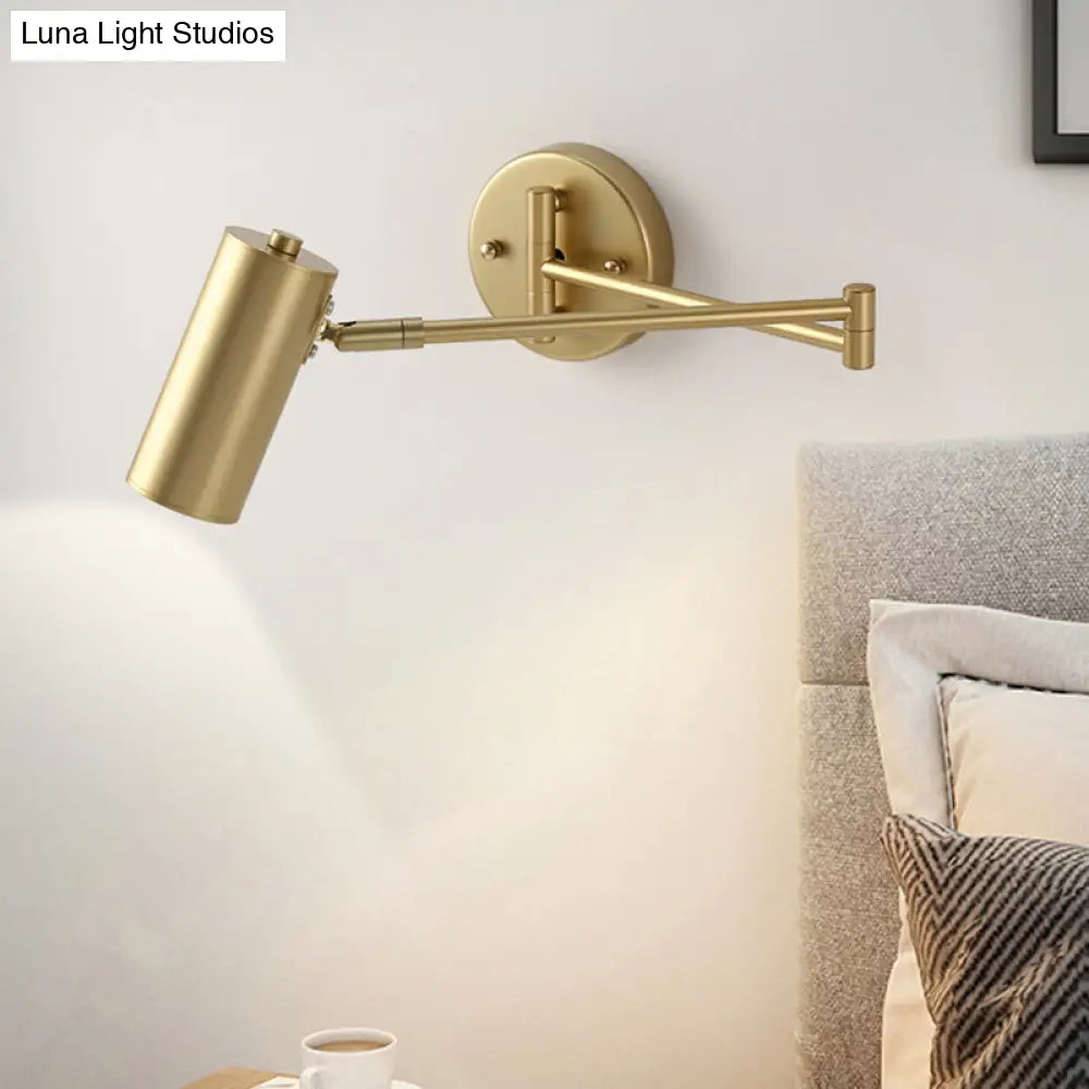 Postmodern Tubular Wall Lamp With Extendable Arm - Stylish Bedside Reading Light