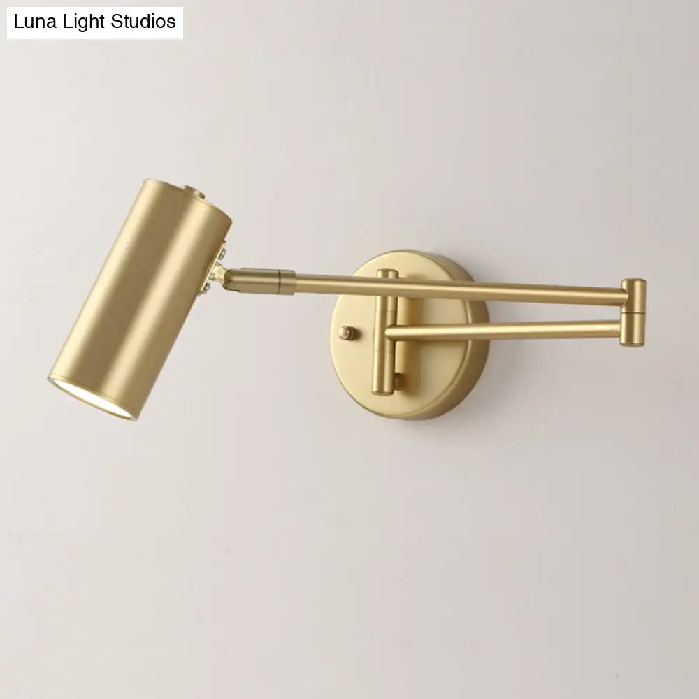 Postmodern Tubular Wall Lamp With Extendable Arm - Stylish Bedside Reading Light