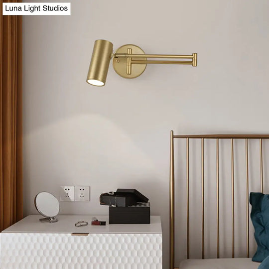 Postmodern Tubular Wall Lamp With Extendable Arm - Stylish Bedside Reading Light