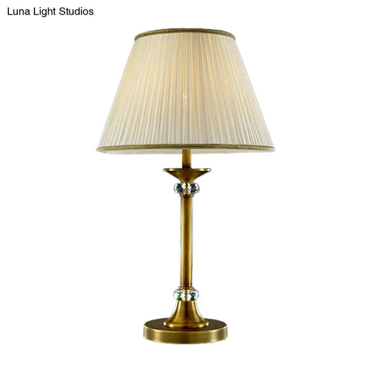 Postmodern White Cone Table Lamp With Pleated Fabric Shade