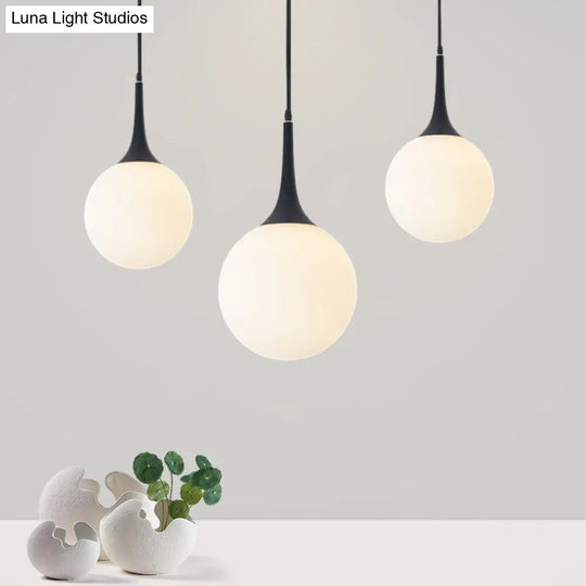 Postmodern 1 Head White Glass Sphere Pendant Light - 6/8/12 Wide Ceiling Hanging Fixture