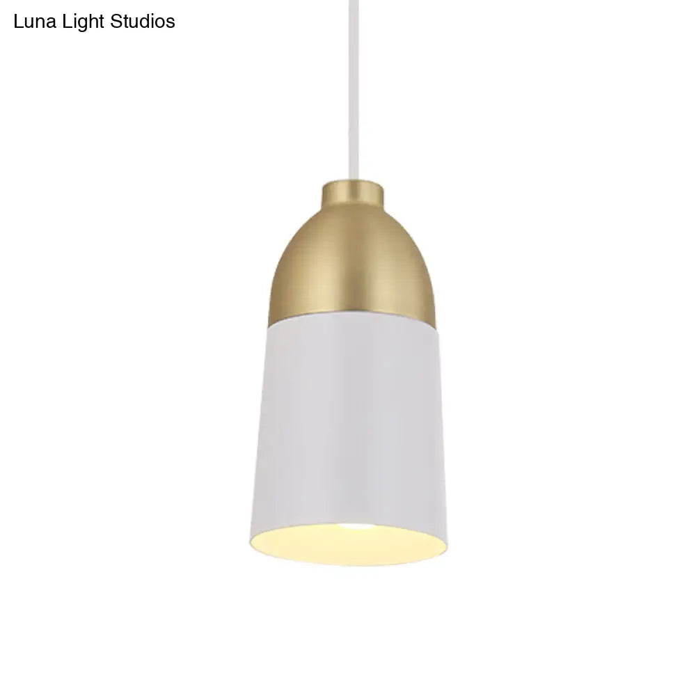 Postmodern White & Gold Half Capsule Pendant Lamp - 1 Head Metal Ceiling Suspension Light