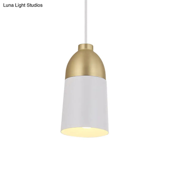 Postmodern White & Gold Half Capsule Pendant Lamp - 1 Head Metal Ceiling Suspension Light