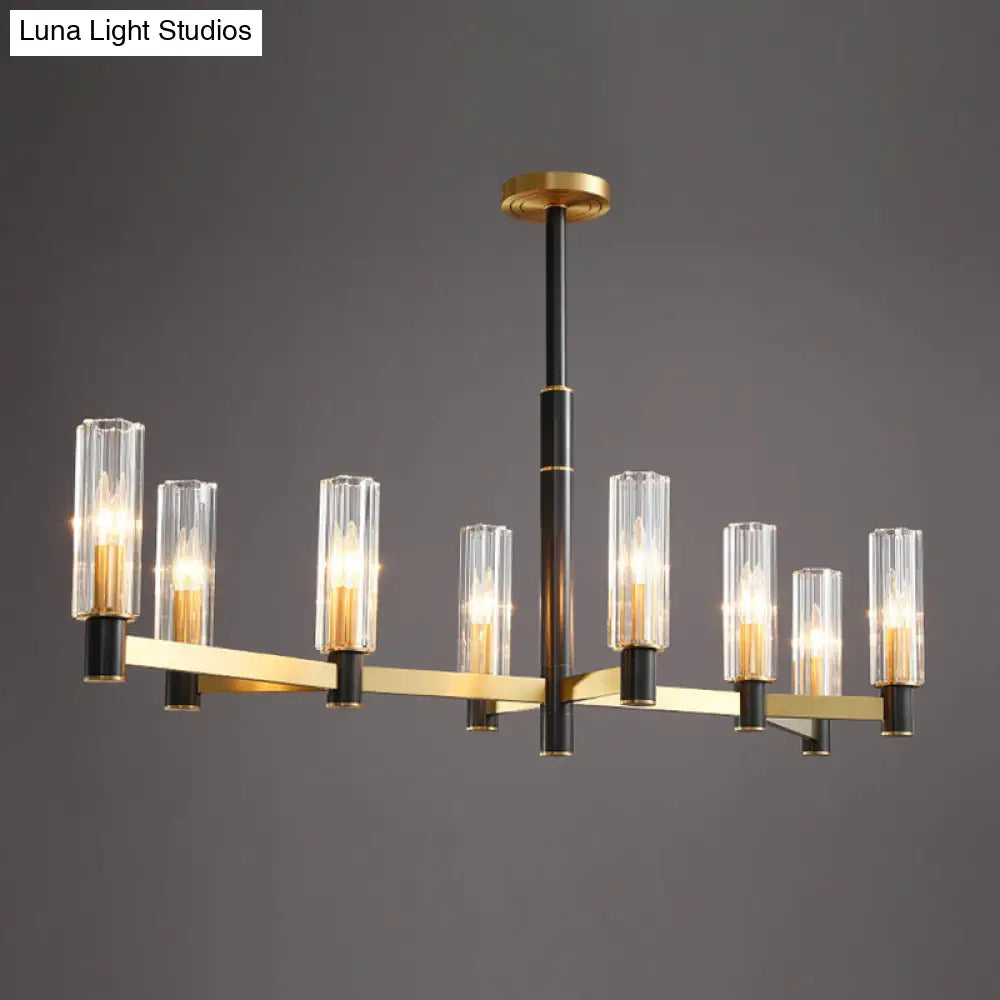 Bold Yellow-Black Chandelier: Prismatic Glass Tubular Hanging Ceiling Light (6/8/9 Bulbs) 8 /