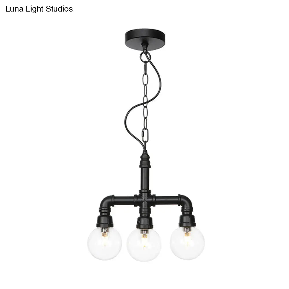 Praecipua - Black Metallic Hanging Lighting Piping 3/4 Heads Vintage Led Chandelier Pendant Lamp