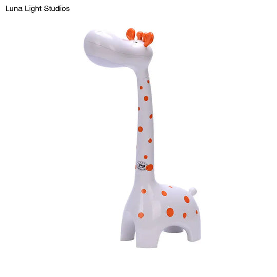 Kids Plastic Giraffe Desk Lamp - White/Yellow Nightstand Lighting For Childrens Bedroom