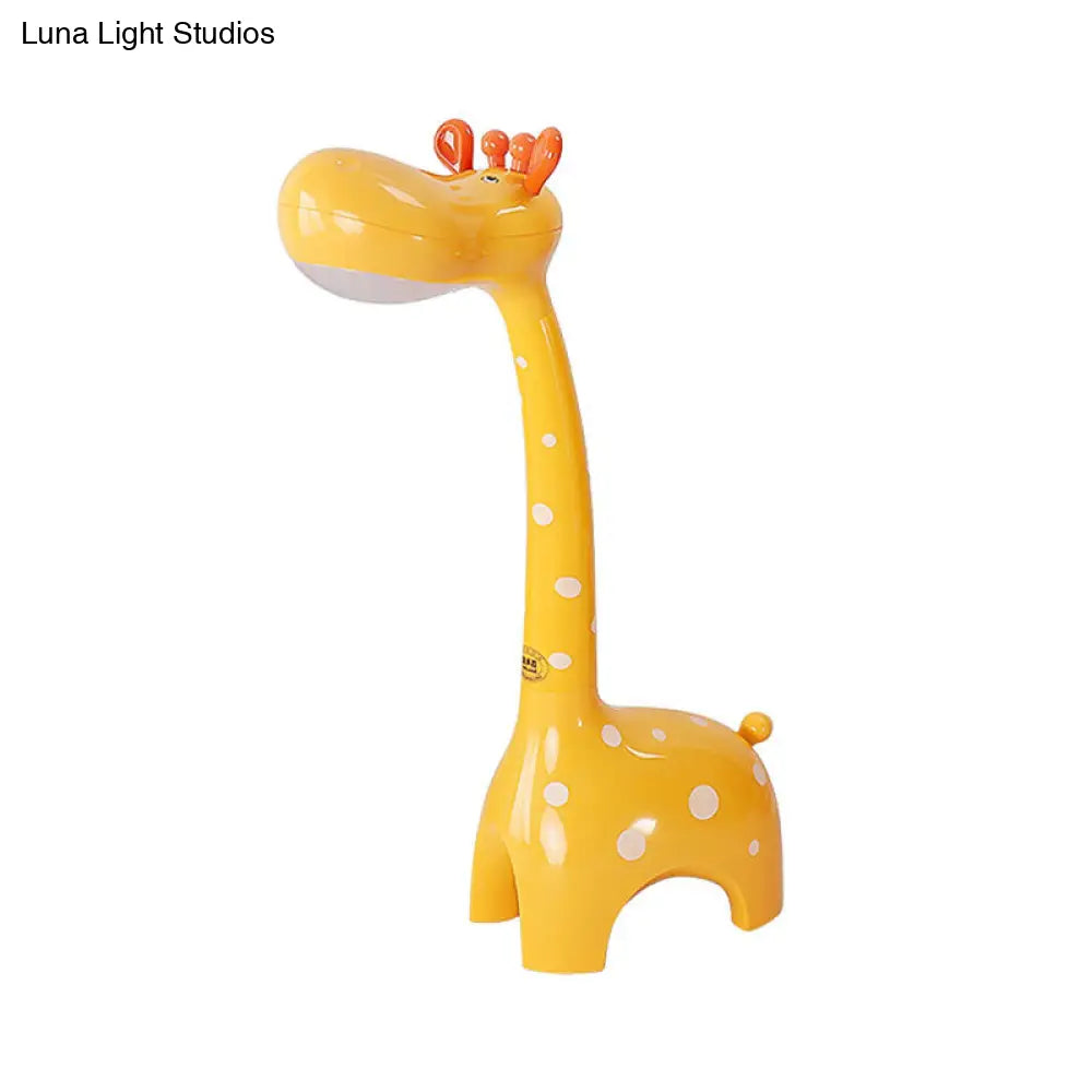 Kids Plastic Giraffe Desk Lamp - White/Yellow Nightstand Lighting For Childrens Bedroom