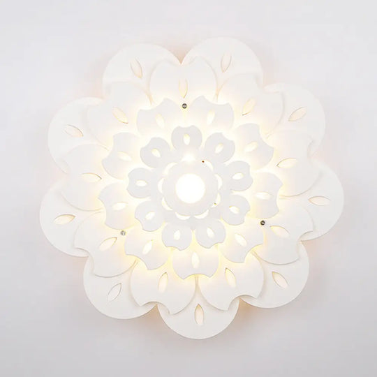 Pretty White Floral Led Wall Lamp For Kids Bedrooms / 10