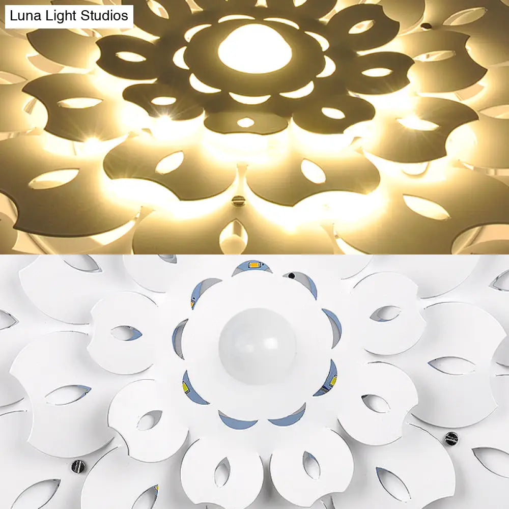 Pretty White Floral Led Wall Lamp For Kids Bedrooms