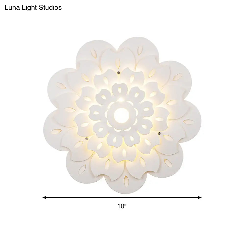 Pretty White Floral Led Wall Lamp For Kids Bedrooms