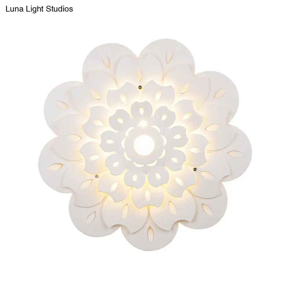 Pretty White Floral Led Wall Lamp For Kids Bedrooms