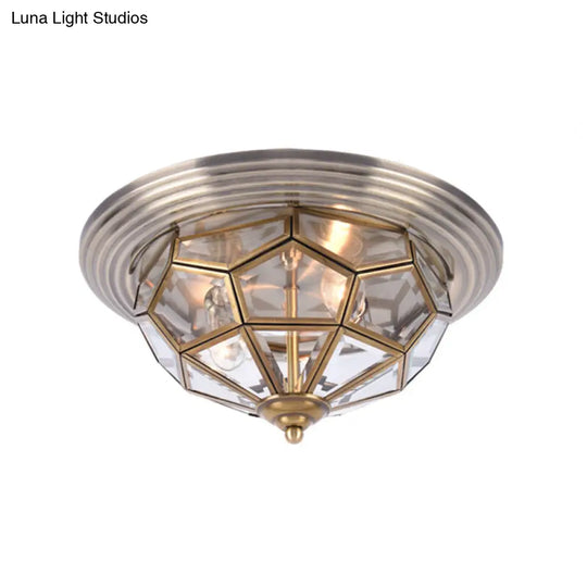 Prism Bedroom Flush Mount Light Clear Beveled Glass Brass Finish 14/18 2/3 Bulbs