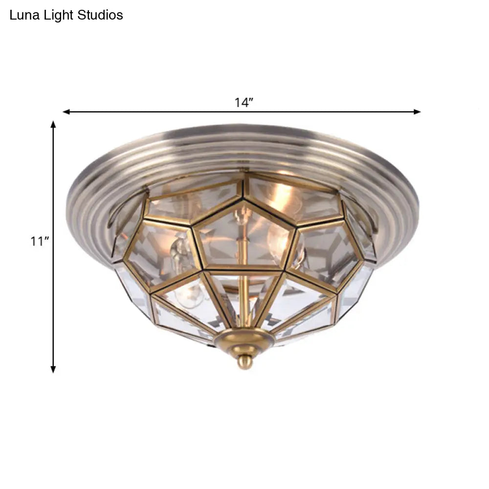 Prism Bedroom Flush Mount Light Clear Beveled Glass Brass Finish 14/18 2/3 Bulbs