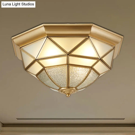 Prism Restaurant Flush Mount Light With Colonial Blown Opal Glass - 14/18 Sizes 3/4 Bulbs Brass