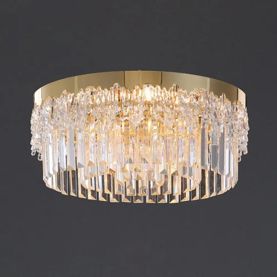 Prismatic Crystal Ceiling Lamp With Gold Finish / 19’